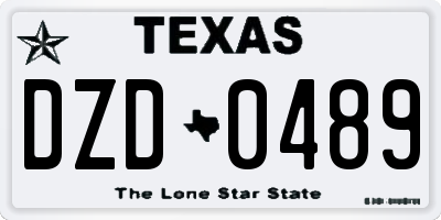 TX license plate DZD0489