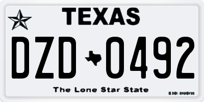 TX license plate DZD0492