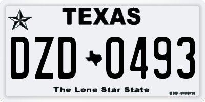 TX license plate DZD0493