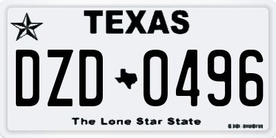 TX license plate DZD0496