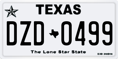 TX license plate DZD0499