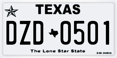TX license plate DZD0501