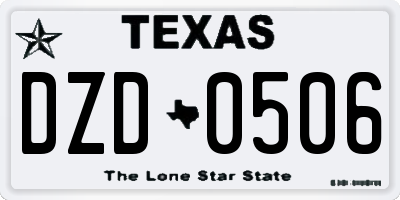 TX license plate DZD0506