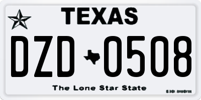 TX license plate DZD0508
