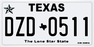 TX license plate DZD0511
