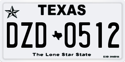 TX license plate DZD0512