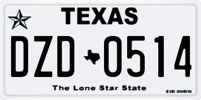 TX license plate DZD0514