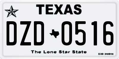 TX license plate DZD0516