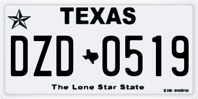 TX license plate DZD0519