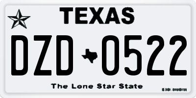 TX license plate DZD0522