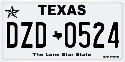 TX license plate DZD0524
