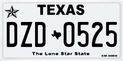 TX license plate DZD0525