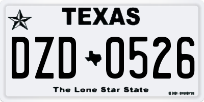 TX license plate DZD0526