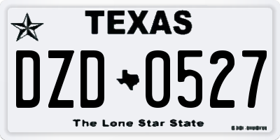 TX license plate DZD0527