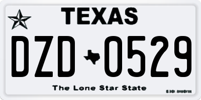 TX license plate DZD0529