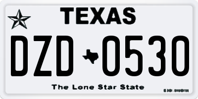 TX license plate DZD0530