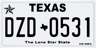 TX license plate DZD0531
