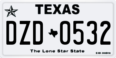 TX license plate DZD0532