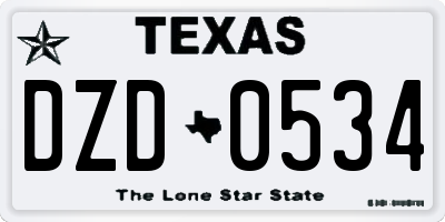 TX license plate DZD0534
