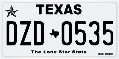 TX license plate DZD0535