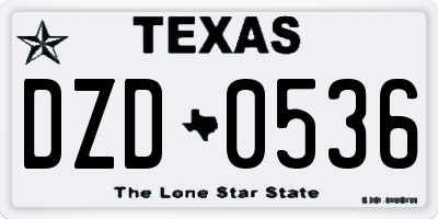TX license plate DZD0536