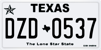 TX license plate DZD0537