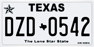 TX license plate DZD0542
