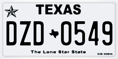 TX license plate DZD0549