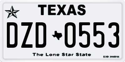 TX license plate DZD0553
