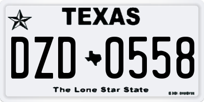TX license plate DZD0558