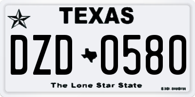 TX license plate DZD0580