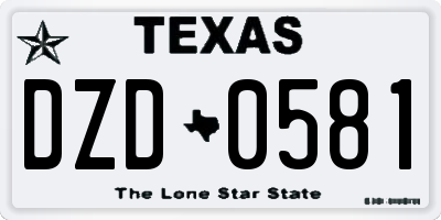 TX license plate DZD0581