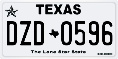 TX license plate DZD0596