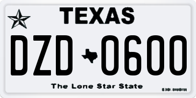 TX license plate DZD0600