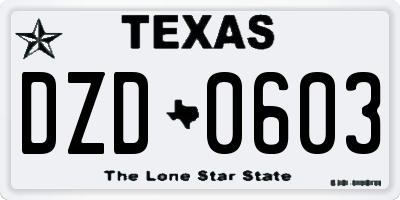TX license plate DZD0603