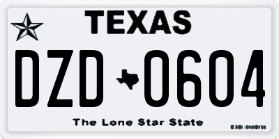 TX license plate DZD0604