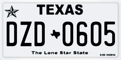 TX license plate DZD0605