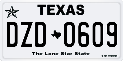 TX license plate DZD0609