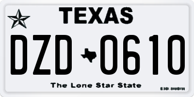 TX license plate DZD0610