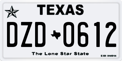 TX license plate DZD0612