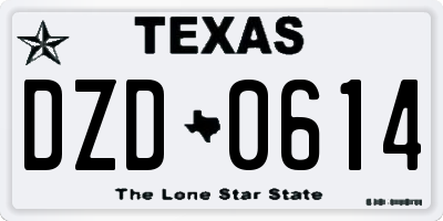TX license plate DZD0614