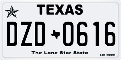 TX license plate DZD0616