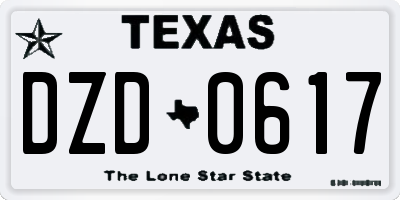 TX license plate DZD0617