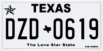 TX license plate DZD0619