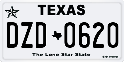 TX license plate DZD0620