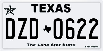 TX license plate DZD0622