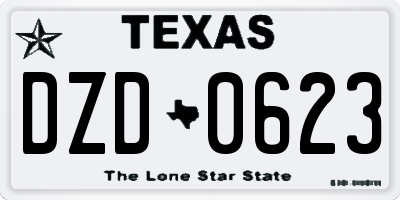 TX license plate DZD0623