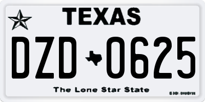TX license plate DZD0625