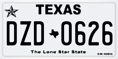 TX license plate DZD0626