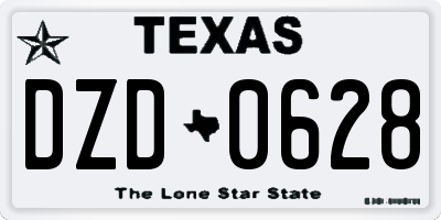 TX license plate DZD0628